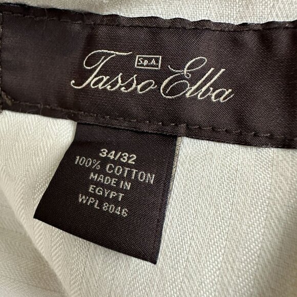 Tasso Elba Mens Cargo Pants 34x32 Khaki 100% Cotton Made In Egypt - Picture 4 of 5
